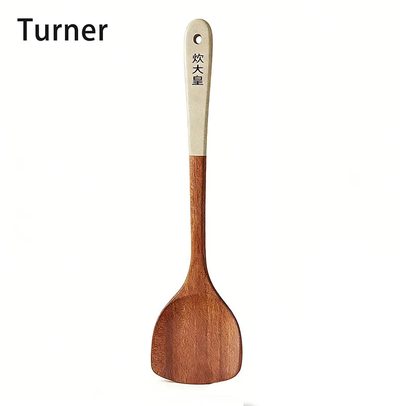 COOKER KinG Ebony Wood Cooking Tools Set Crack Prevention Spatula Soup/Rice Spoon Frying Spatula Kitchen Tools Gift To Family
