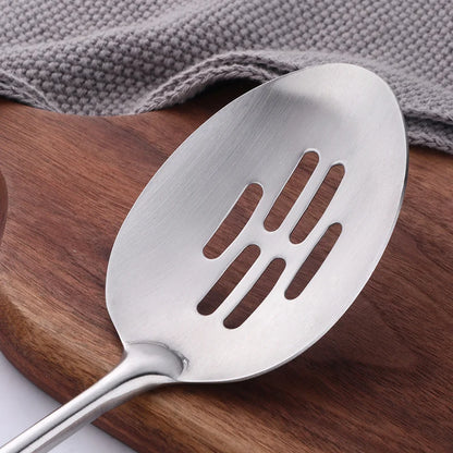 1/7/10Pcs Kitchen Utensils Cooking tools Stainless Steel Shovels Turner Ladle Soup Spoon Colander Filter Silver for Restaurant
