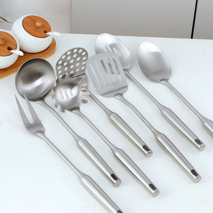 1/7/10Pcs Kitchen Utensils Cooking tools Stainless Steel Shovels Turner Ladle Soup Spoon Colander Filter Silver for Restaurant