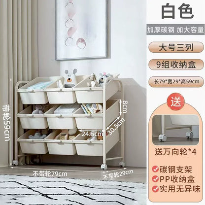 Storage Organizer, Multilayer Floor Shelf with Bins,  Cabinet for Home, Space Saving Bookcase