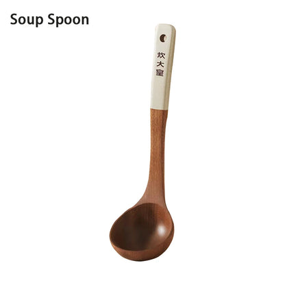COOKER KinG Ebony Wood Cooking Tools Set Crack Prevention Spatula Soup/Rice Spoon Frying Spatula Kitchen Tools Gift To Family