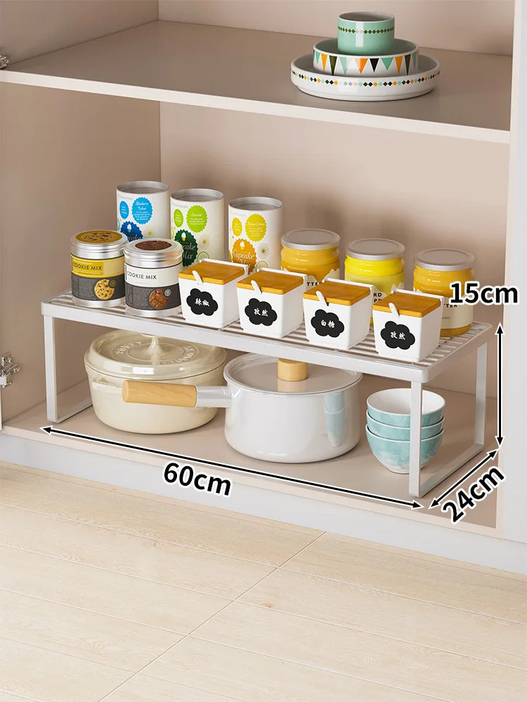 Kitchen Countertop Storage Rack Multi-Layer Cabinet Organizer for Bowls Plates Pots Spices Tabletop Storage Solution