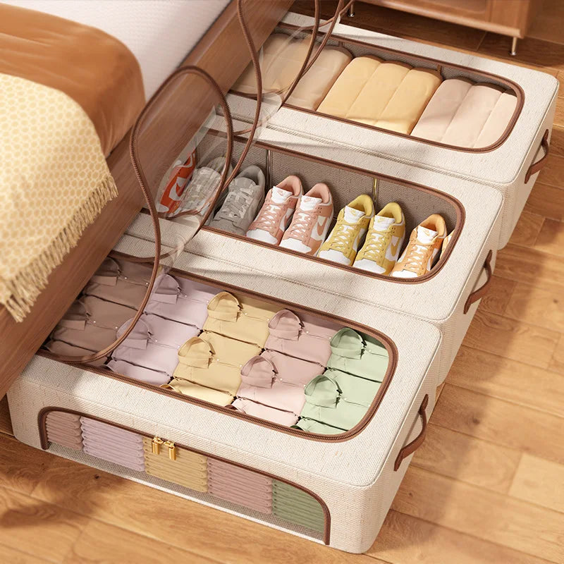 Shoe Organizer for Closet Storage Bins Hat Organizer Under Bed Storage Containers Foldable Stackable Storage for Storing Clothes
