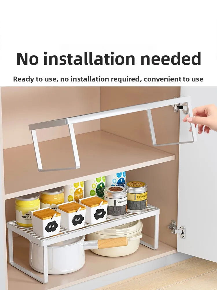 Kitchen Countertop Storage Rack Multi-Layer Cabinet Organizer for Bowls Plates Pots Spices Tabletop Storage Solution