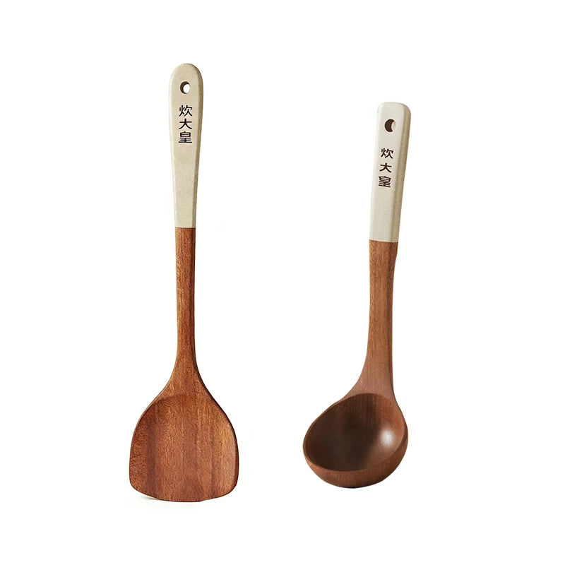 COOKER KinG Ebony Wood Cooking Tools Set Crack Prevention Spatula Soup/Rice Spoon Frying Spatula Kitchen Tools Gift To Family