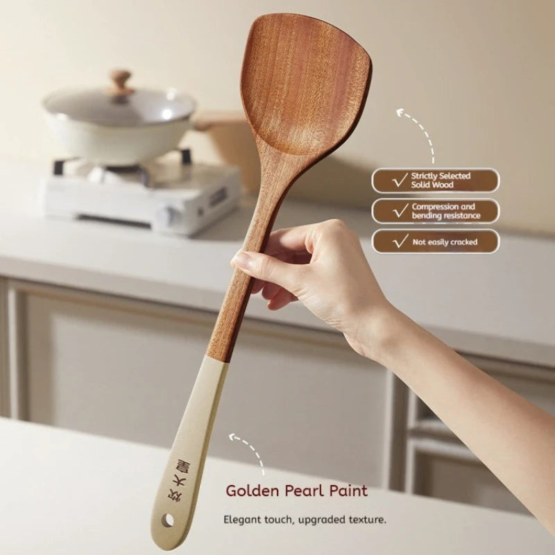 COOKER KinG Ebony Wood Cooking Tools Set Crack Prevention Spatula Soup/Rice Spoon Frying Spatula Kitchen Tools Gift To Family