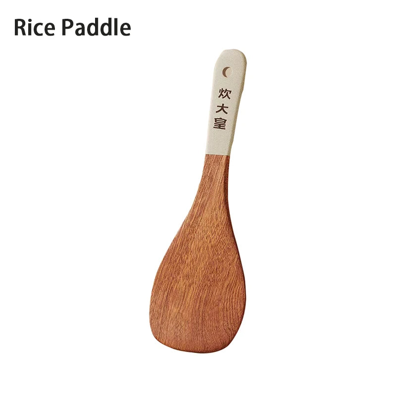 COOKER KinG Ebony Wood Cooking Tools Set Crack Prevention Spatula Soup/Rice Spoon Frying Spatula Kitchen Tools Gift To Family
