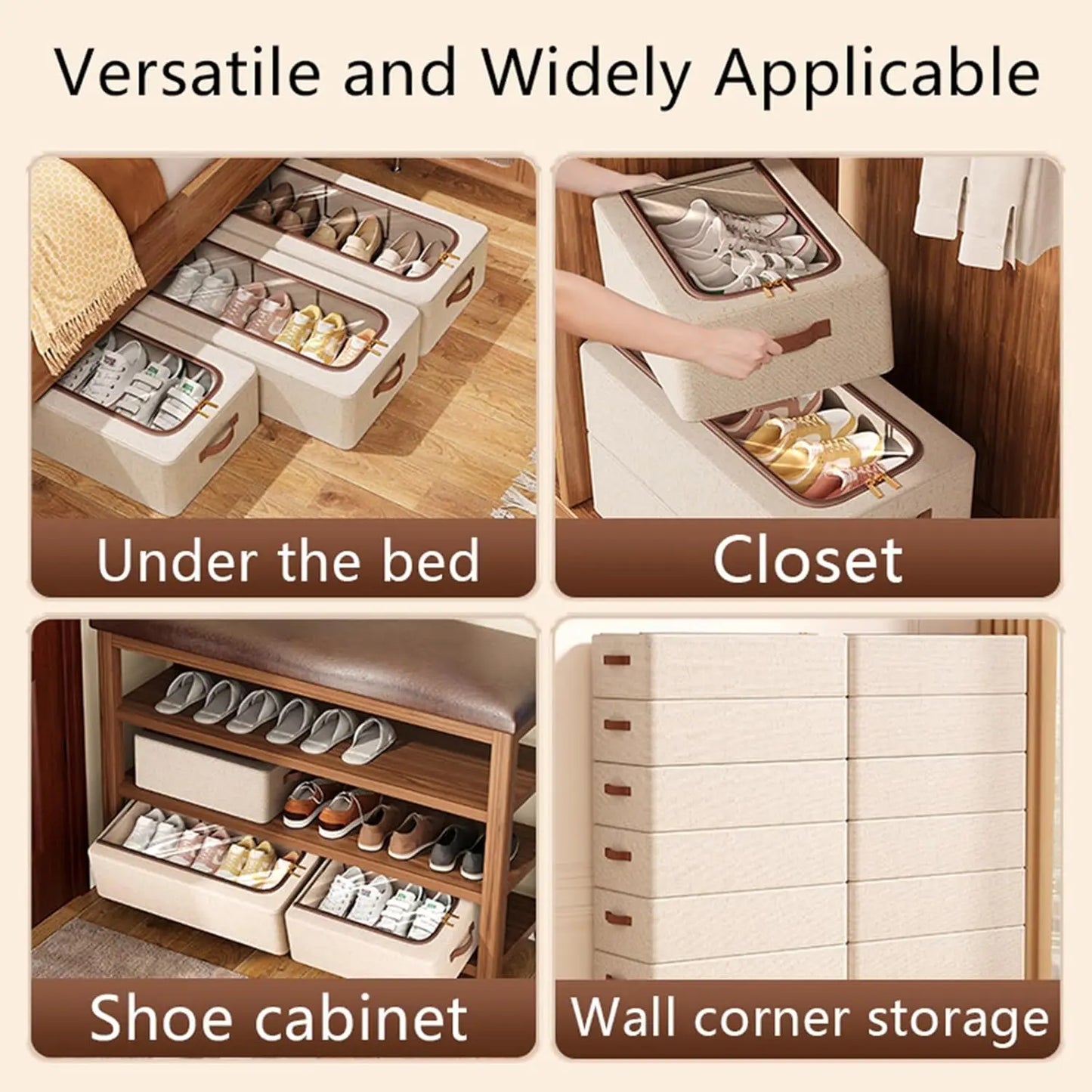Shoe Organizer for Closet Storage Bins Hat Organizer Under Bed Storage Containers Foldable Stackable Storage for Storing Clothes