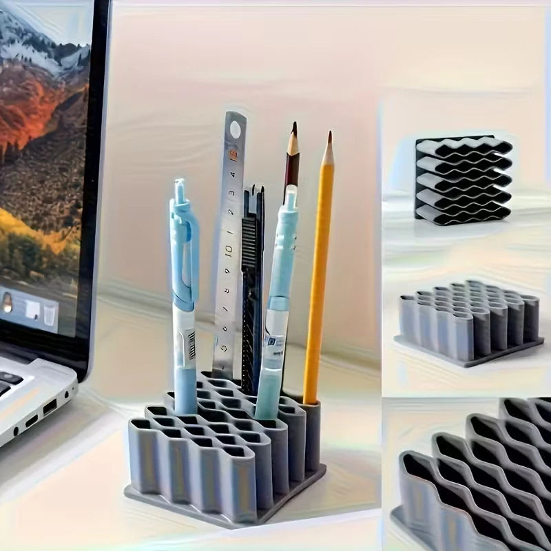 Household desktop organizer with layered grid and tubular strip design for ointment,medicine,drug organization and storage shelf