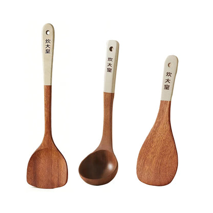 COOKER KinG Ebony Wood Cooking Tools Set Crack Prevention Spatula Soup/Rice Spoon Frying Spatula Kitchen Tools Gift To Family