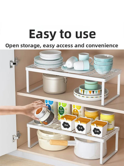 Kitchen Countertop Storage Rack Multi-Layer Cabinet Organizer for Bowls Plates Pots Spices Tabletop Storage Solution