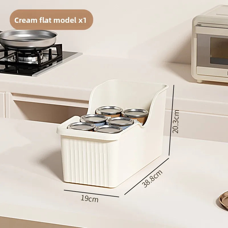 Kitchen Storage Box Household with Wheel Lid Rack Seasoning Sundries Basket Shelf Under Cabinet Sink Diagonal Storage Box