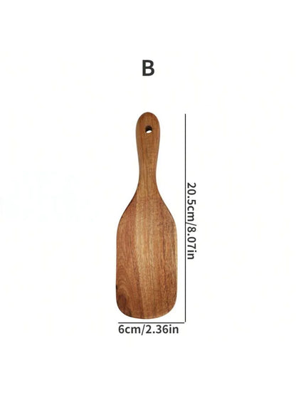 Wooden Cooking Tools Set 5PCS Teak Wood Non-Stick Heat Resistant Spatula Spoon Kitchen Tools for Cooking Serving and Stirring
