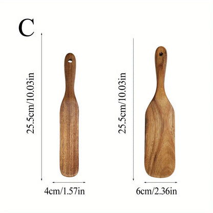 Wooden Cooking Tools Set 5PCS Teak Wood Non-Stick Heat Resistant Spatula Spoon Kitchen Tools for Cooking Serving and Stirring