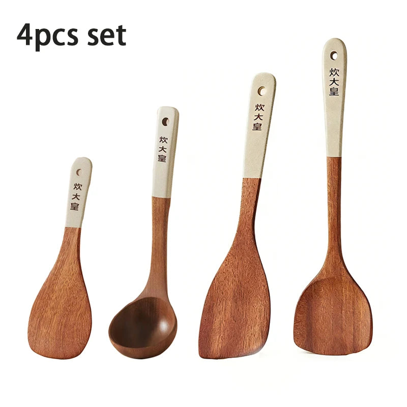 COOKER KinG Ebony Wood Cooking Tools Set Crack Prevention Spatula Soup/Rice Spoon Frying Spatula Kitchen Tools Gift To Family