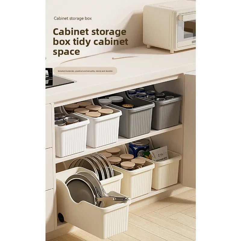 Kitchen Storage Box Household with Wheel Lid Rack Seasoning Sundries Basket Shelf Under Cabinet Sink Diagonal Storage Box