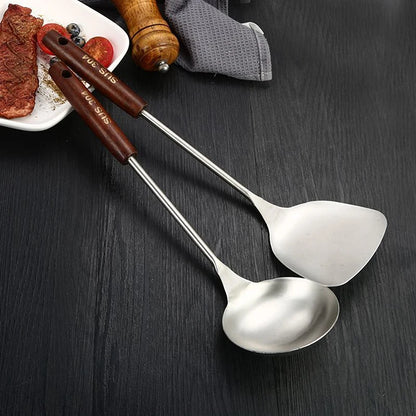 Kitchen Utensils Wok Spatula Iron And Ladle Tool Set Spatula For Stainless Steel Cooking Equpment Kitchen Accessor Essentials