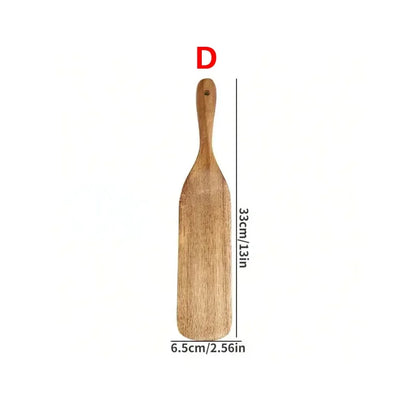Wooden Cooking Tools Set 5PCS Teak Wood Non-Stick Heat Resistant Spatula Spoon Kitchen Tools for Cooking Serving and Stirring