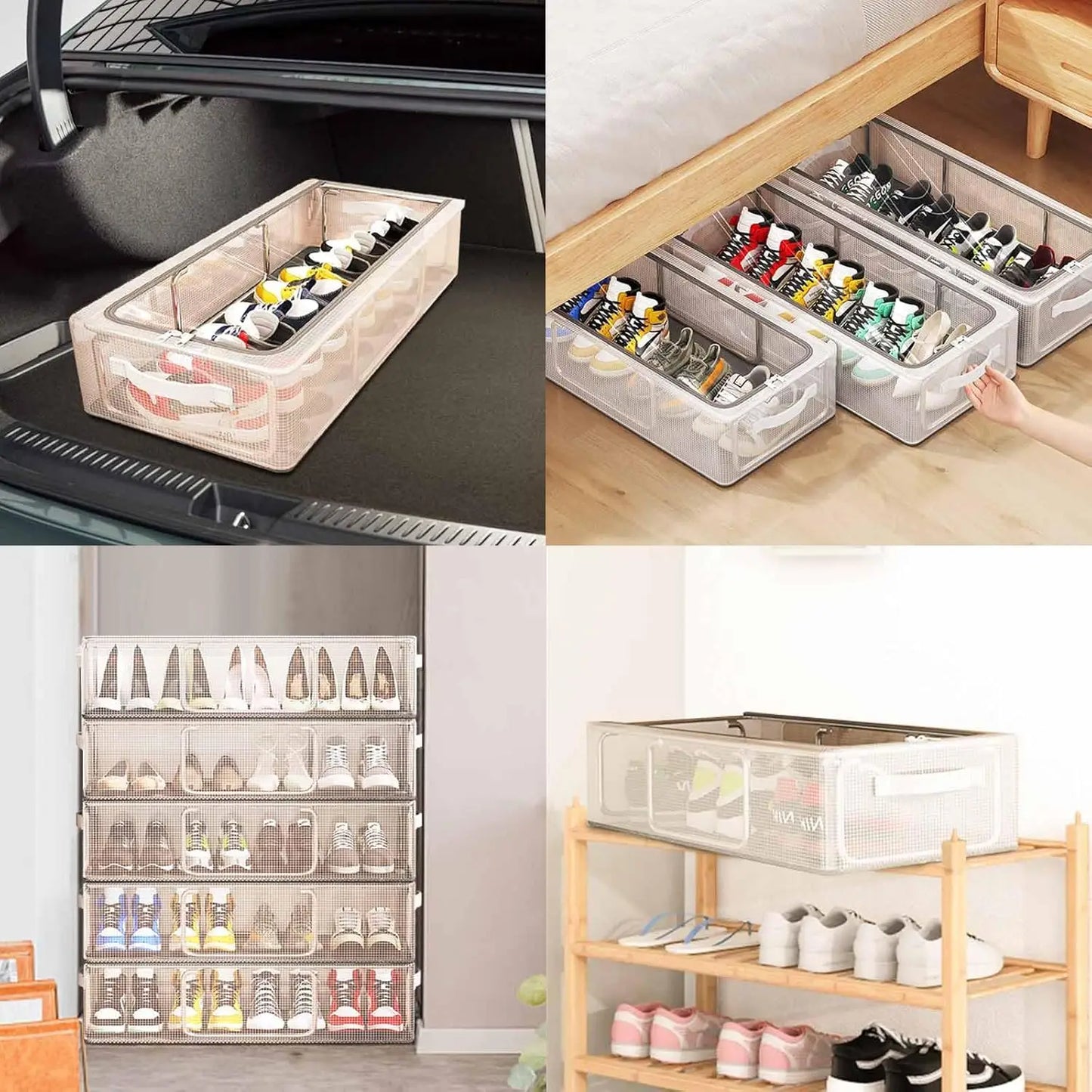 Shoe Organizer for Closet Storage Bins Hat Organizer Under Bed Storage Containers Foldable Stackable Storage for Storing Clothes