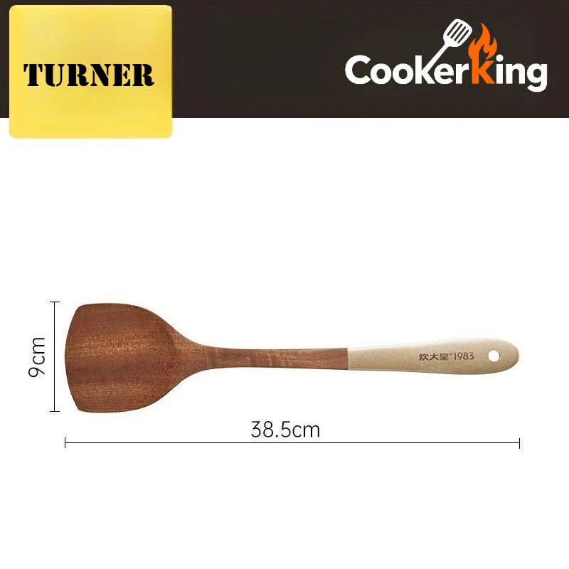 COOKER KING 4 in1 Cooking Tool Set Ebony Spatula and Spoon for Kitchen Use Kitchenware Exquisite Kitchen Tools Gift To Family