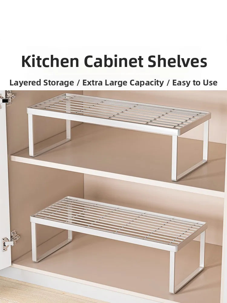 Kitchen Countertop Storage Rack Multi-Layer Cabinet Organizer for Bowls Plates Pots Spices Tabletop Storage Solution