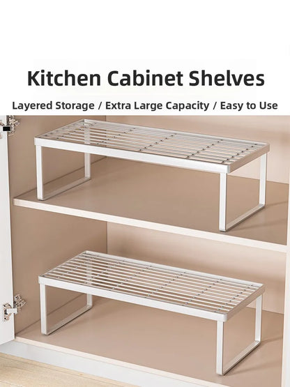 Kitchen Countertop Storage Rack Multi-Layer Cabinet Organizer for Bowls Plates Pots Spices Tabletop Storage Solution