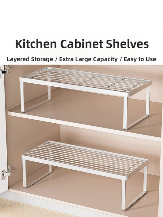 Kitchen Countertop Storage Rack Multi-Layer Cabinet Organizer for Bowls Plates Pots Spices Tabletop Storage Solution