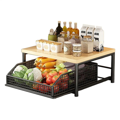 Kitchen Storage Rack Vertical 2-Tier Organizer Rack Standing Storage Shelves Multi-Functional Space Saving Countertop Storage
