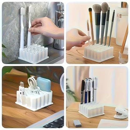 Household desktop organizer with layered grid and tubular strip design for ointment,medicine,drug organization and storage shelf