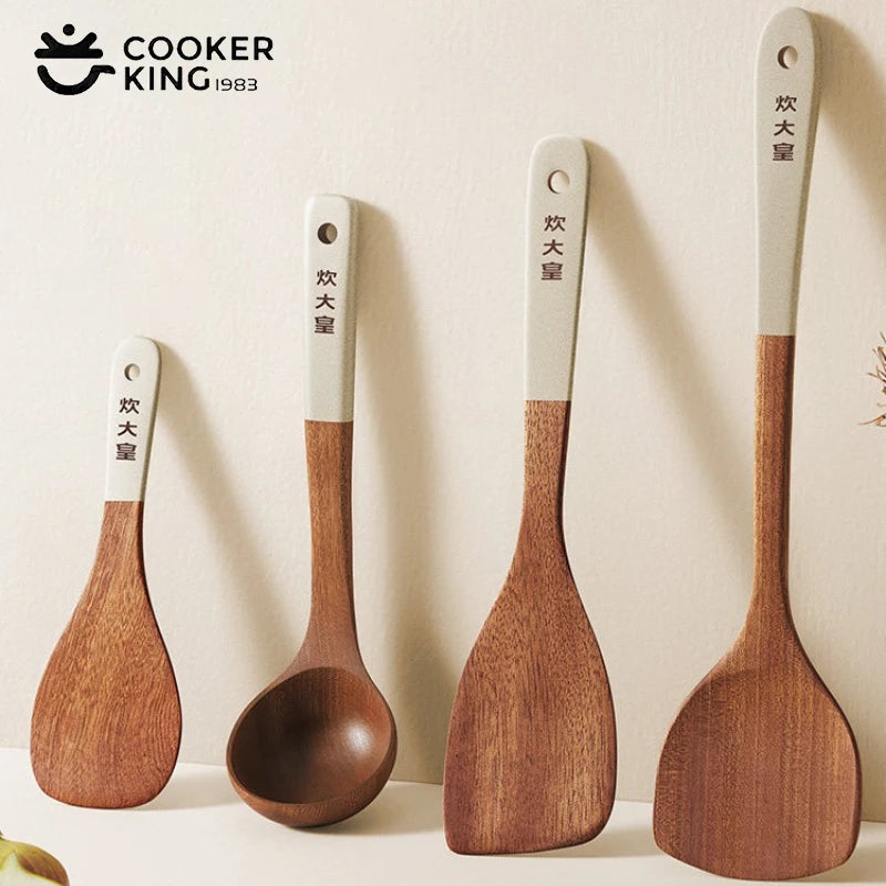 COOKER KinG Ebony Wood Cooking Tools Set Crack Prevention Spatula Soup/Rice Spoon Frying Spatula Kitchen Tools Gift To Family