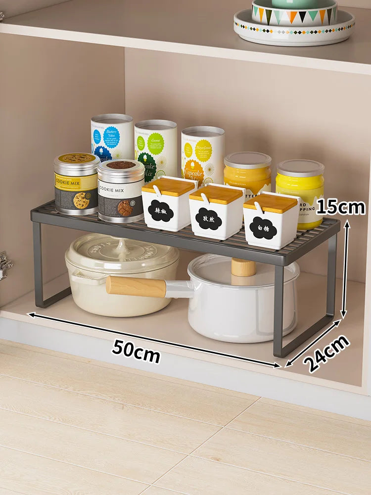 Kitchen Countertop Storage Rack Multi-Layer Cabinet Organizer for Bowls Plates Pots Spices Tabletop Storage Solution