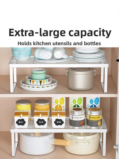 Kitchen Countertop Storage Rack Multi-Layer Cabinet Organizer for Bowls Plates Pots Spices Tabletop Storage Solution