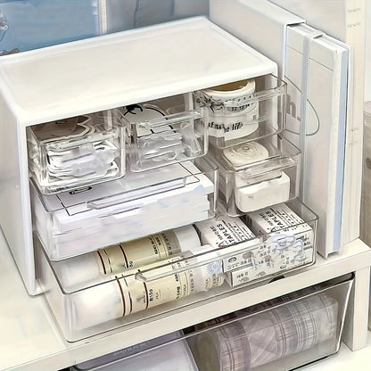 Desktop Organizer with Six Drawers-Spacious and Multifunctional Container,Perfect for Office Supplies,Stationery,Dorm Essentials