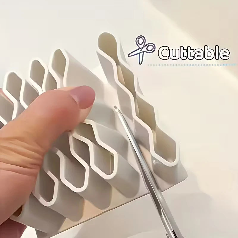 Household desktop organizer with layered grid and tubular strip design for ointment,medicine,drug organization and storage shelf