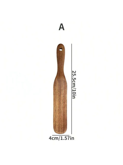 Wooden Cooking Tools Set 5PCS Teak Wood Non-Stick Heat Resistant Spatula Spoon Kitchen Tools for Cooking Serving and Stirring