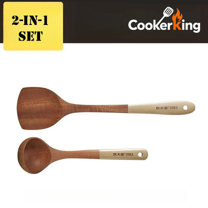 COOKER KING 4 in1 Cooking Tool Set Ebony Spatula and Spoon for Kitchen Use Kitchenware Exquisite Kitchen Tools Gift To Family