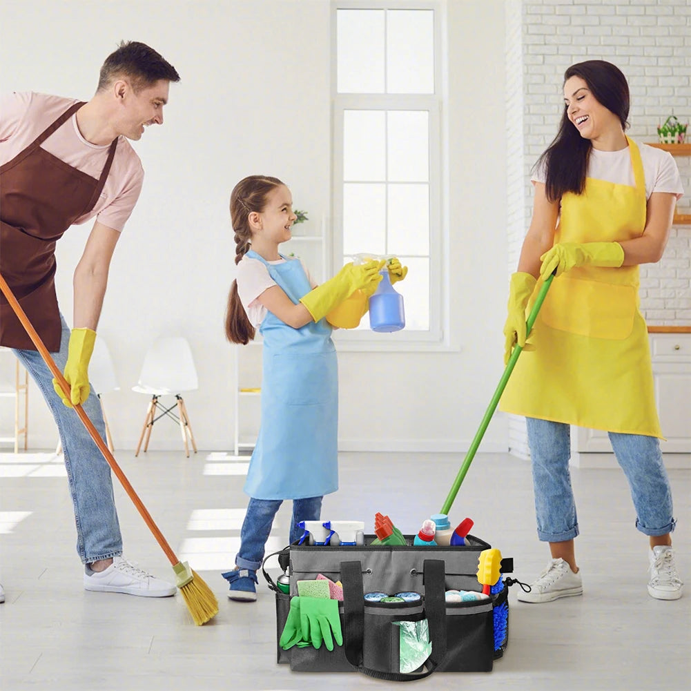 Large Cleaning Supplies Organizer with Handle Cleaning Caddy Organizer Detachable Divider Kitchen Cleaning Supplies Storage Bag